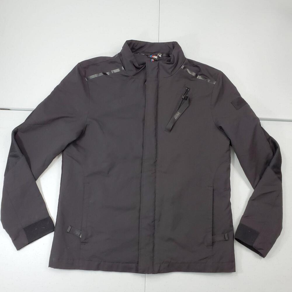 BMW M Jacket Men M Black Softshell Windbreaker Zip Pockets Lined Insulated Logo